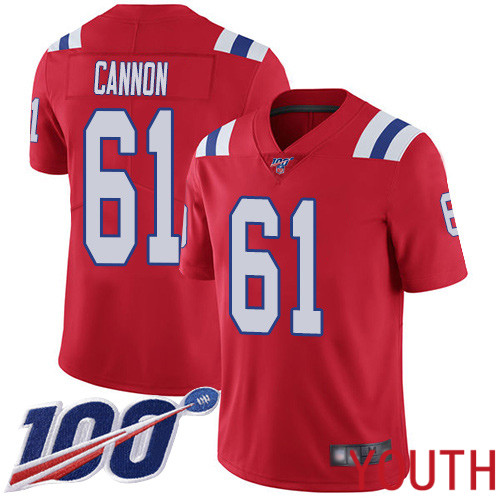 New England Patriots Football #61 100th Season Limited Red Youth Marcus Cannon Alternate NFL Jersey->women nfl jersey->Women Jersey